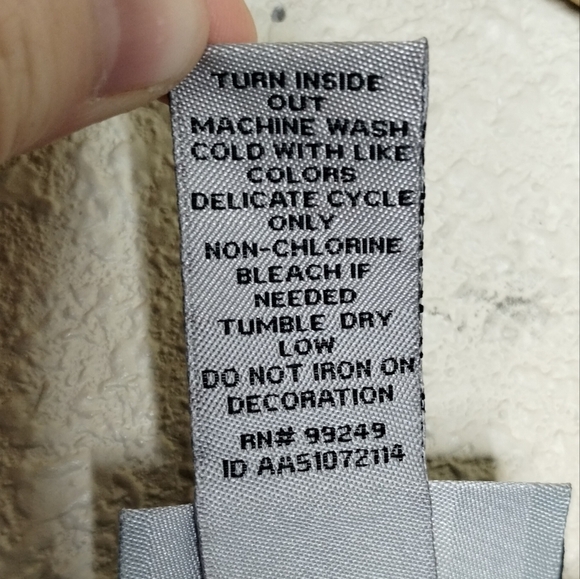 Catherines Blue Tan Striped Embellished Tee Plus Size 1X - Picture 6 of 7